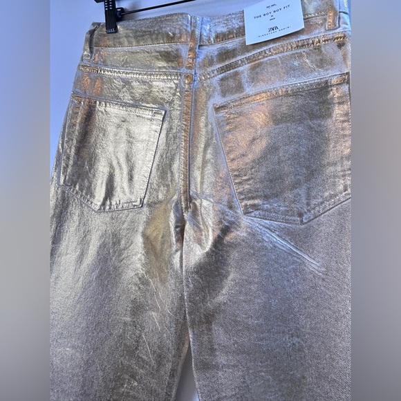 NWT Zara Gold Boyfriend Blogger Favourite The Boy Boy Fit Denim Jeans Sold Out - Picture 8 of 16